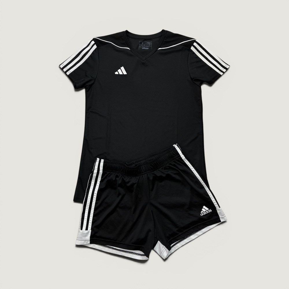 Adidas bundle Soccer Jersey Shorts Set Womens Small Black White Aeroready 2pc